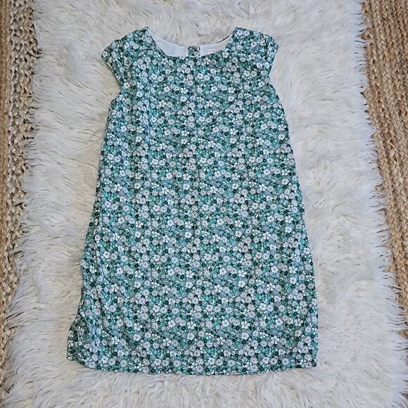 Carter's Girls Green and White Floral Cotton Dress - Picture 1 of 6